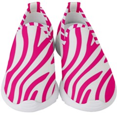 Pink Fucsia Zebra Vibes Animal Print Kids  Slip On Sneakers by ConteMonfrey