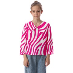 Pink Fucsia Zebra Vibes Animal Print Kids  Sailor Shirt by ConteMonfrey