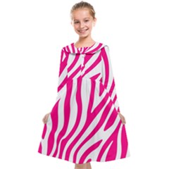 Pink Fucsia Zebra Vibes Animal Print Kids  Midi Sailor Dress