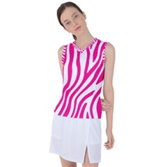 Pink Fucsia Zebra Vibes Animal Print Women s Sleeveless Sports Top by ConteMonfrey