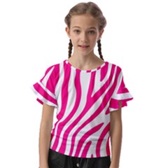 Pink Fucsia Zebra Vibes Animal Print Kids  Cut Out Flutter Sleeves by ConteMonfrey