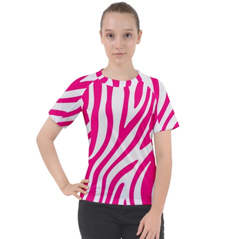 Pink Fucsia Zebra Vibes Animal Print Women s Sport Raglan Tee by ConteMonfrey