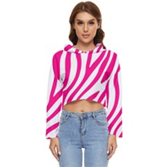 Pink Fucsia Zebra Vibes Animal Print Women s Lightweight Cropped Hoodie by ConteMonfrey