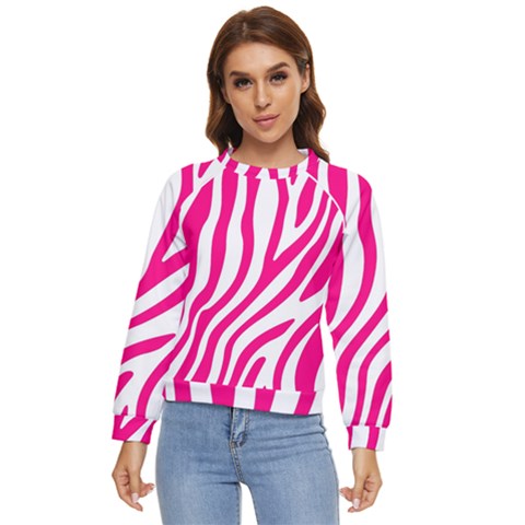 Pink Fucsia Zebra Vibes Animal Print Women s Long Sleeve Raglan Tee by ConteMonfrey