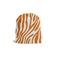 Orange Zebra Vibes Animal Print   Drawstring Pouch (medium) by ConteMonfrey