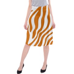 Orange Zebra Vibes Animal Print   Midi Beach Skirt by ConteMonfrey