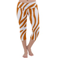 Orange Zebra Vibes Animal Print   Capri Yoga Leggings by ConteMonfrey