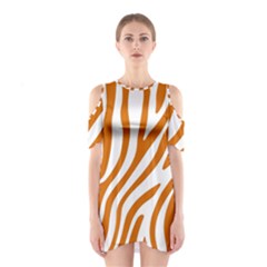 Orange Zebra Vibes Animal Print   Shoulder Cutout One Piece Dress by ConteMonfrey