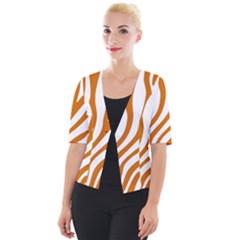 Orange Zebra Vibes Animal Print   Cropped Button Cardigan by ConteMonfrey