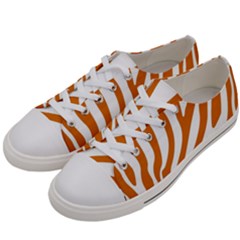 Orange Zebra Vibes Animal Print   Men s Low Top Canvas Sneakers by ConteMonfrey