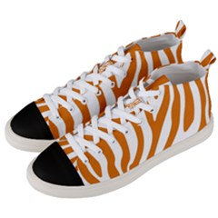 Orange Zebra Vibes Animal Print   Men s Mid-top Canvas Sneakers