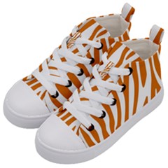 Orange Zebra Vibes Animal Print   Kids  Mid-top Canvas Sneakers by ConteMonfrey