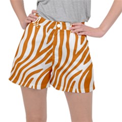 Orange Zebra Vibes Animal Print   Women s Ripstop Shorts by ConteMonfrey