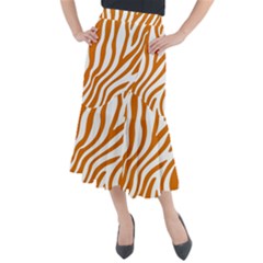 Orange Zebra Vibes Animal Print   Midi Mermaid Skirt by ConteMonfrey