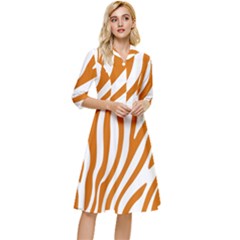 Orange Zebra Vibes Animal Print   Classy Knee Length Dress by ConteMonfrey