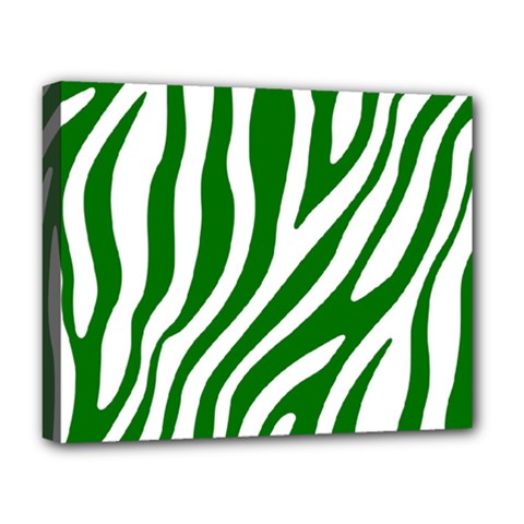 Dark Green Zebra Vibes Animal Print Deluxe Canvas 20  X 16  (stretched)