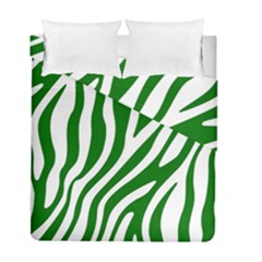 Dark Green Zebra Vibes Animal Print Duvet Cover Double Side (full/ Double Size) by ConteMonfrey