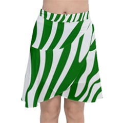 Dark Green Zebra Vibes Animal Print Chiffon Wrap Front Skirt