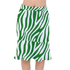 Dark Green Zebra Vibes Animal Print Short Mermaid Skirt by ConteMonfrey