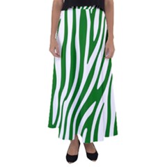 Dark Green Zebra Vibes Animal Print Flared Maxi Skirt by ConteMonfrey