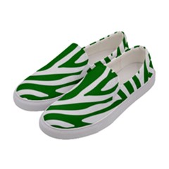 Dark Green Zebra Vibes Animal Print Women s Canvas Slip Ons by ConteMonfrey