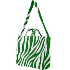 Dark Green Zebra Vibes Animal Print Square Shoulder Tote Bag by ConteMonfrey