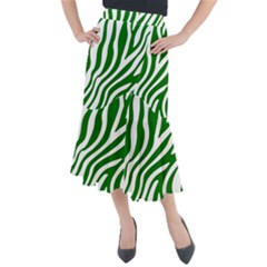 Dark Green Zebra Vibes Animal Print Midi Mermaid Skirt by ConteMonfrey