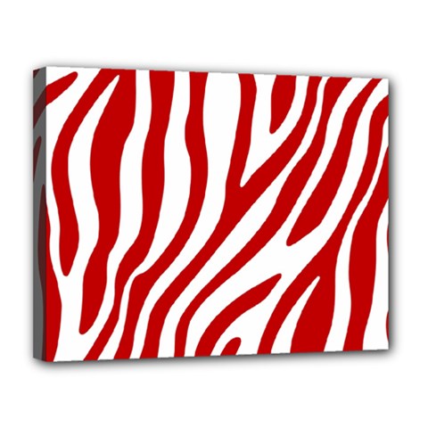 Red Zebra Vibes Animal Print  Canvas 14  X 11  (stretched) by ConteMonfrey