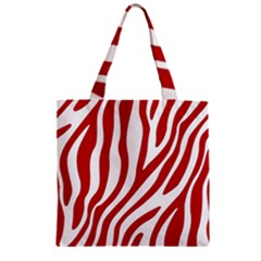 Red Zebra Vibes Animal Print  Zipper Grocery Tote Bag by ConteMonfrey