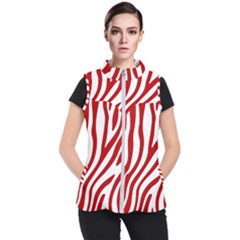 Red Zebra Vibes Animal Print  Women s Puffer Vest by ConteMonfrey