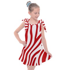 Red Zebra Vibes Animal Print  Kids  Tie Up Tunic Dress by ConteMonfrey