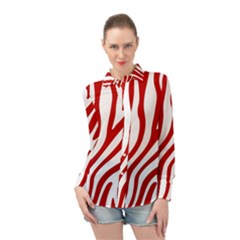 Red Zebra Vibes Animal Print  Long Sleeve Chiffon Shirt