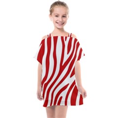 Red Zebra Vibes Animal Print  Kids  One Piece Chiffon Dress by ConteMonfrey