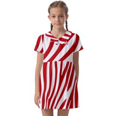 Red Zebra Vibes Animal Print  Kids  Asymmetric Collar Dress by ConteMonfrey