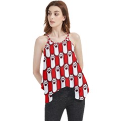 Red And White cat Paws Flowy Camisole Tank Top