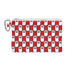 Red And White Cat Paws Canvas Cosmetic Bag (medium) by ConteMonfrey