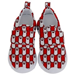 Red And White cat Paws Kids  Velcro No Lace Shoes