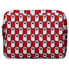 Red And White cat Paws Make Up Pouch (Large)
