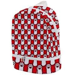 Red And White cat Paws Zip Bottom Backpack