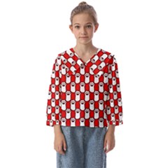 Red And White Cat Paws Kids  Sailor Shirt by ConteMonfrey