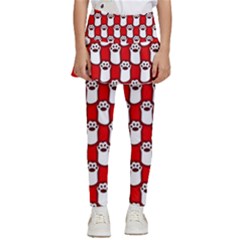 Red And White cat Paws Kids  Skirted Pants