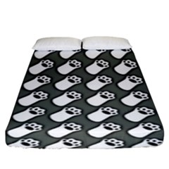 Grey And White Little Paws Fitted Sheet (king Size) by ConteMonfrey