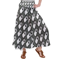 Grey And White Little Paws Women s Satin Palazzo Pants by ConteMonfrey