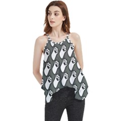 Grey And White Little Paws Flowy Camisole Tank Top by ConteMonfrey