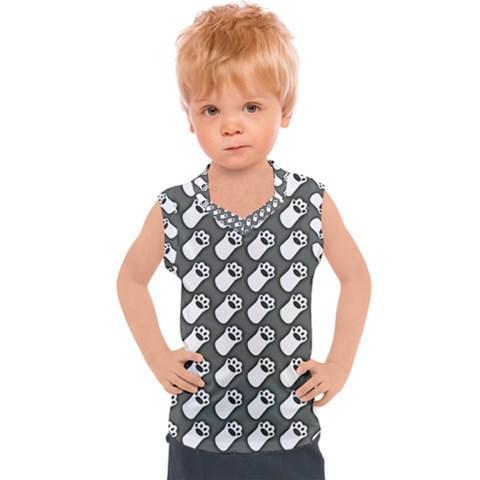 Grey And White Little Paws Kids  Sport Tank Top by ConteMonfrey