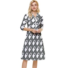 Grey And White Little Paws Classy Knee Length Dress by ConteMonfrey