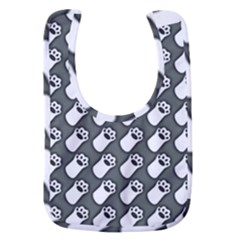 Grey And White Little Paws Baby Bib