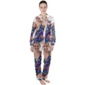 Leafs and Floral print Women s Long Sleeve Satin Pajamas Set	 View1