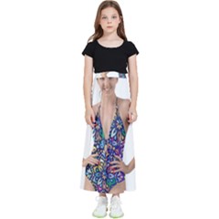 Leafs And Floral Print Kids  Flared Maxi Skirt by BellaVistaTshirt02