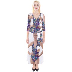 Leafs And Floral Print Quarter Sleeve Wrap Maxi Dress by BellaVistaTshirt02